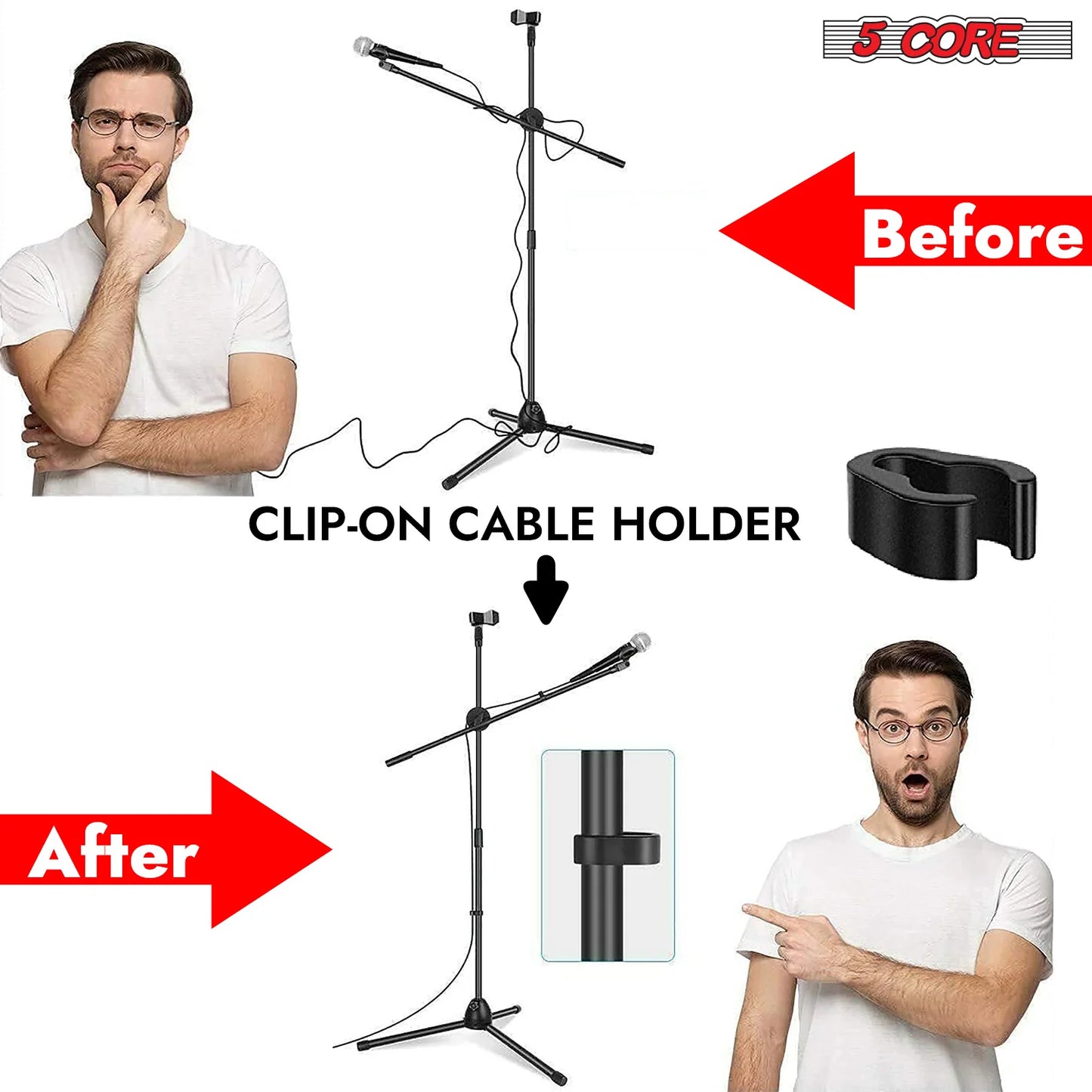 5Core Tripod Mic Stand Adjustable Heavy Duty Floor Holder Microphone Boom Arm