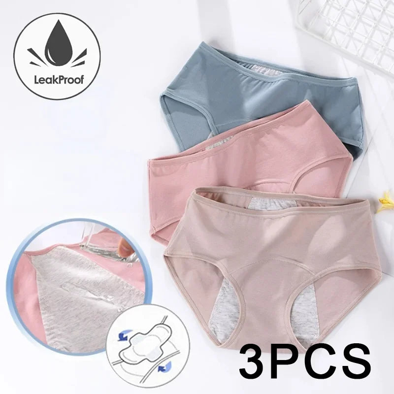 3Pcs/Set Women'S Menstrual Briefs Large Flow Postpartum Water Absorption Leakproof Briefs Women'S Pure Cotton Menstrual Briefs