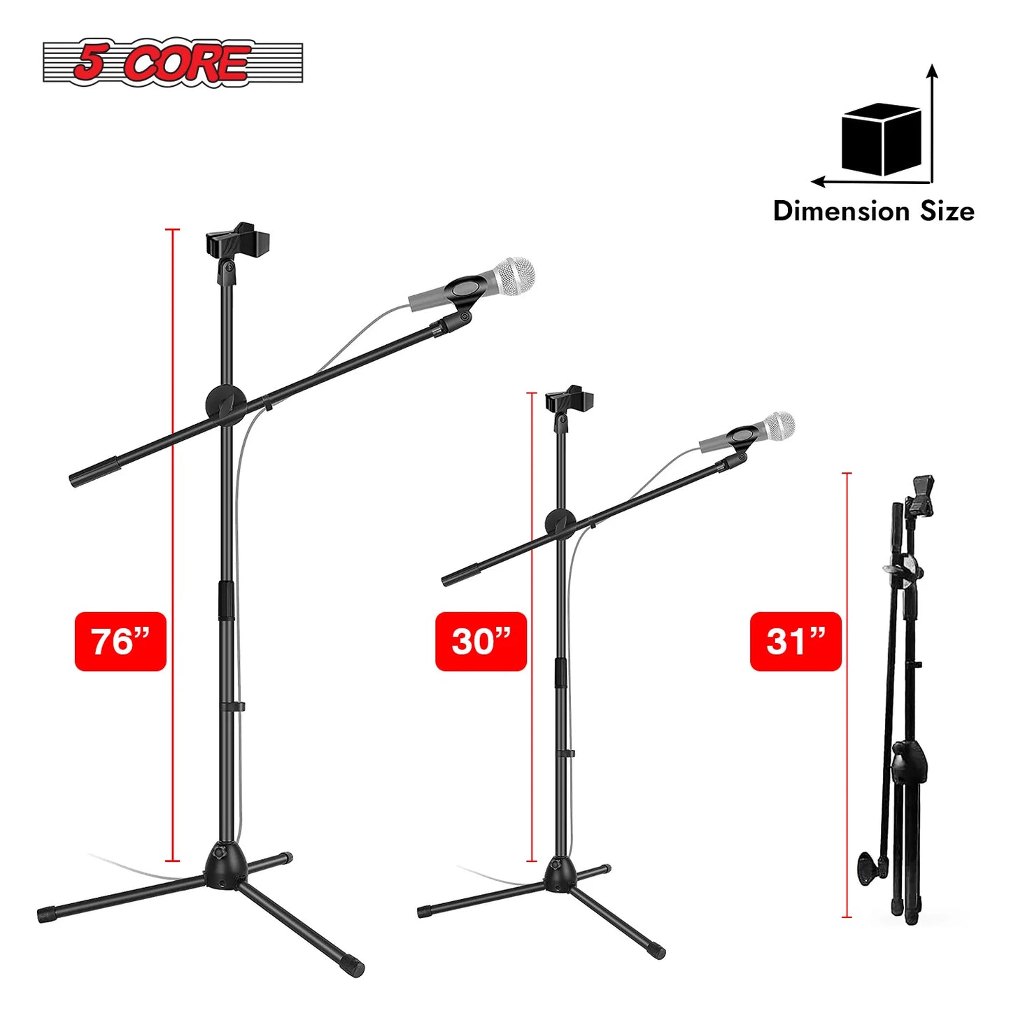 5Core Tripod Mic Stand Adjustable Heavy Duty Floor Holder Microphone Boom Arm