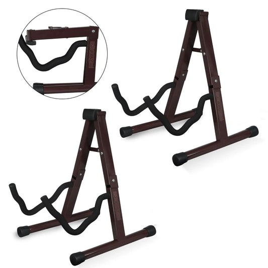 5Core Guitar Stand Floor a Frame Electric Acoustic Bass Soporte Para Guitarra BROWN