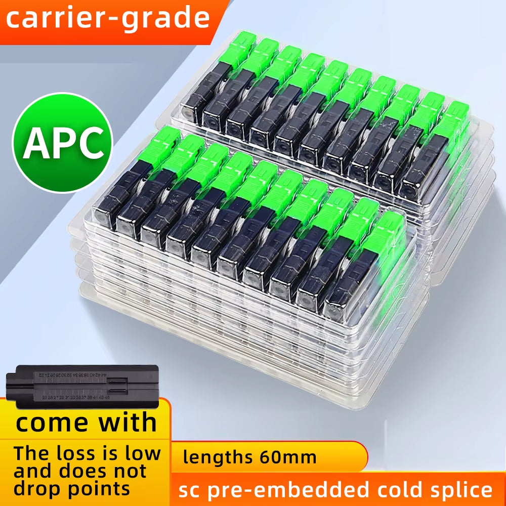 SAIVXIAN 100Pcs Fiber Cold Splicer Fiber Optic Connector SC-APC SC-UPC Connector FTTH Embedded Leather Wire Quick Connector