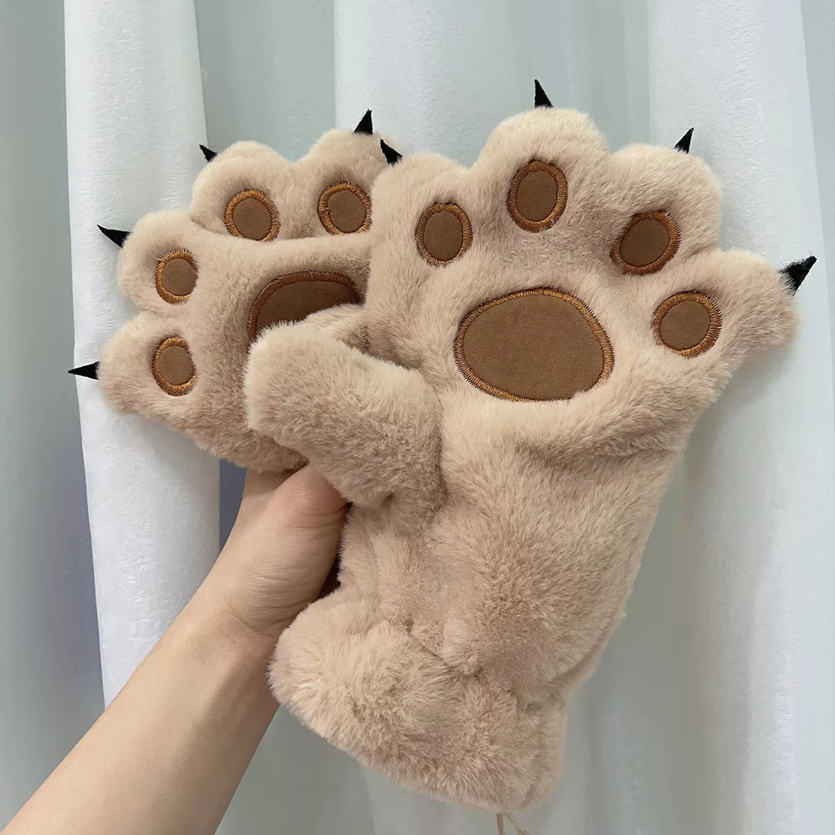 Women Gloves Bear Palm Paw Animals Plushclaw Glove Paws Costumes Cosplay Cute Cartoon Bear Simulation Furry Mittens Winter Warm