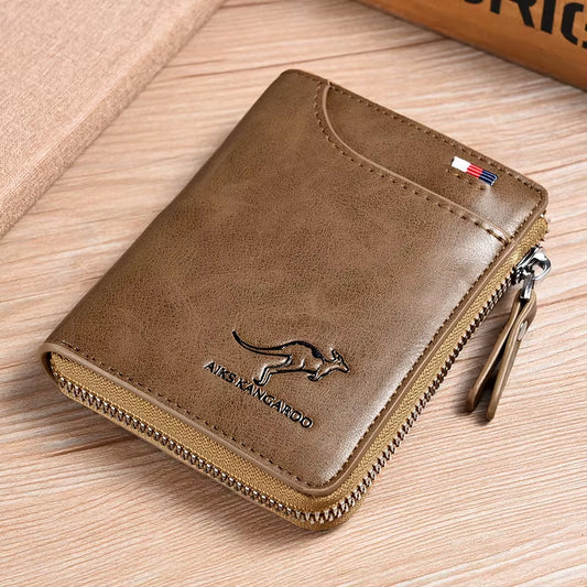 Mens Wallet Leather Business Card Holder Zipper Purse Luxury Wallets for Men RFID Protection Purses Carteira Masculina Luxury