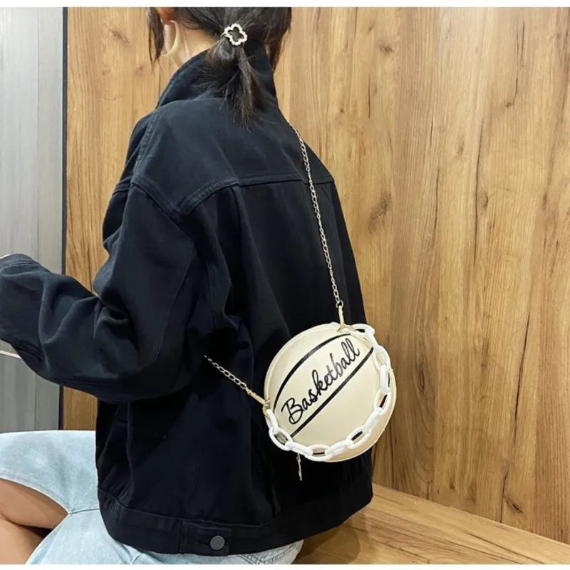 Hot Selling Ladies Spherical Bag Personality Basketball Bag New Shoulder Messenger Bag Korean round Bag Women'S Bag