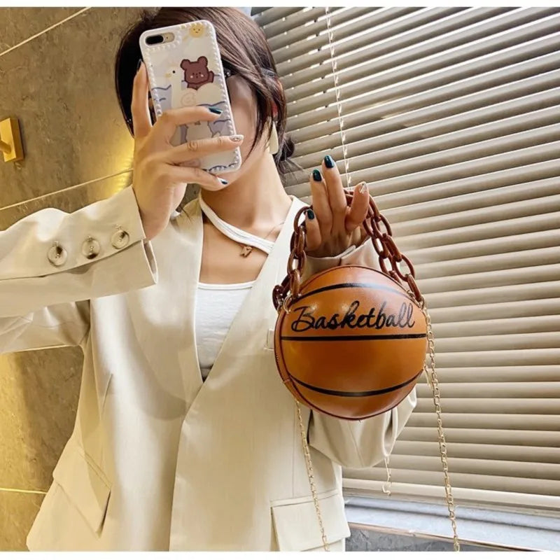 Hot Selling Ladies Spherical Bag Personality Basketball Bag New Shoulder Messenger Bag Korean round Bag Women'S Bag