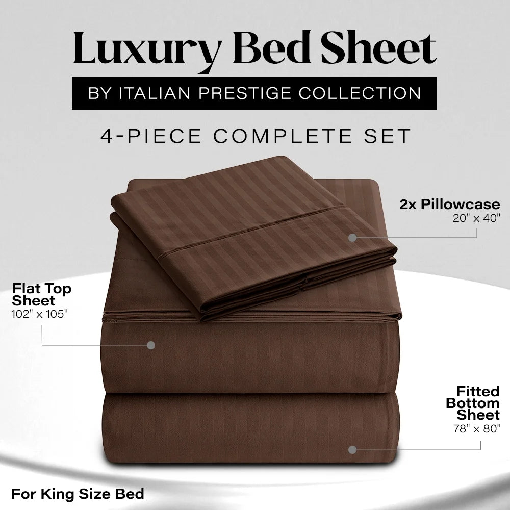 1800 Series Premium Deep Pocket Bed Sheet Set by  Microfiber Bedding -Includes Flat Sheet-Fitted Sheet- Pillowcases, Size: King, Queen, Full, Twin - KING MOCHA