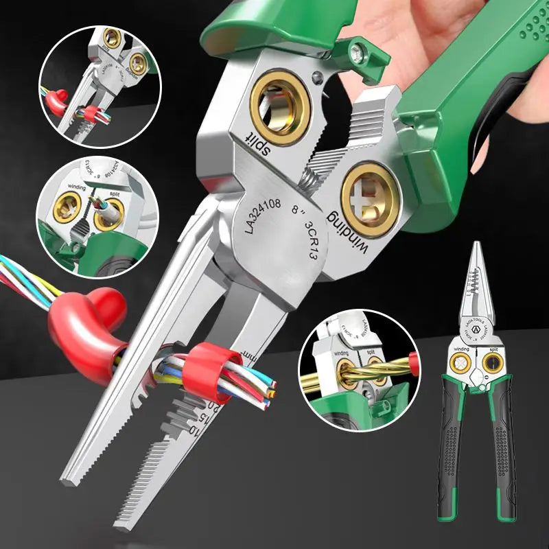 8-In-1 Stainless Steel Electrician Scissors Multifunction Manually Shears Groove Cutting Wire and Thin Steel Plate Hand Tools