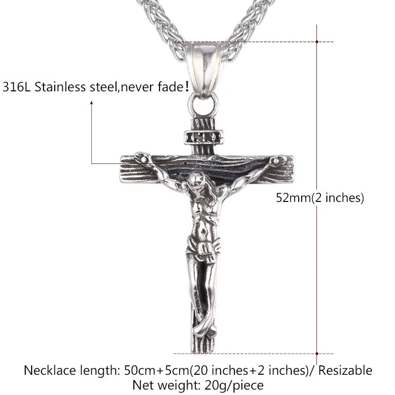 Crucifix Cross Pendant Stainless Steel Necklace for Women Men Faith Necklace Fashion Religious Jewelry Free Shipping