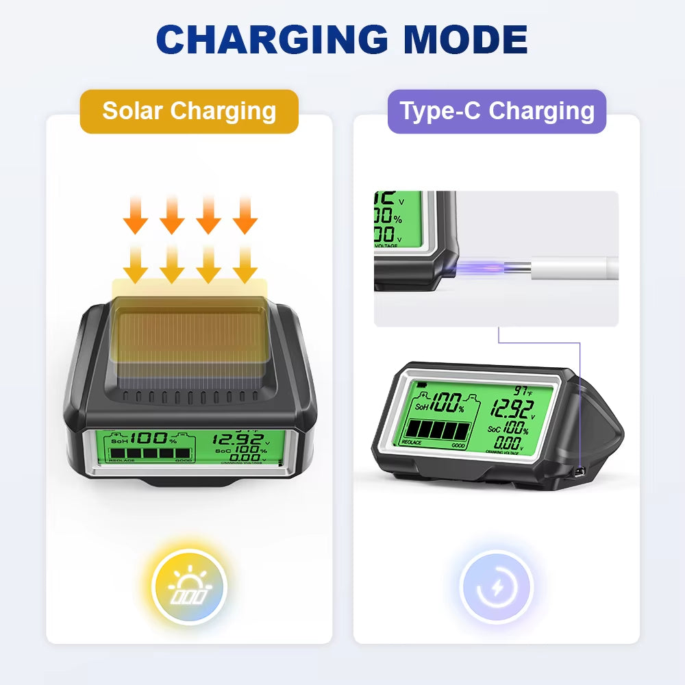 BM200 PRO 12V Car Battery Capacity Tester Monitor LED Display Waterproof SOH SOC Battery Health Analyzer Auto Tester Tools