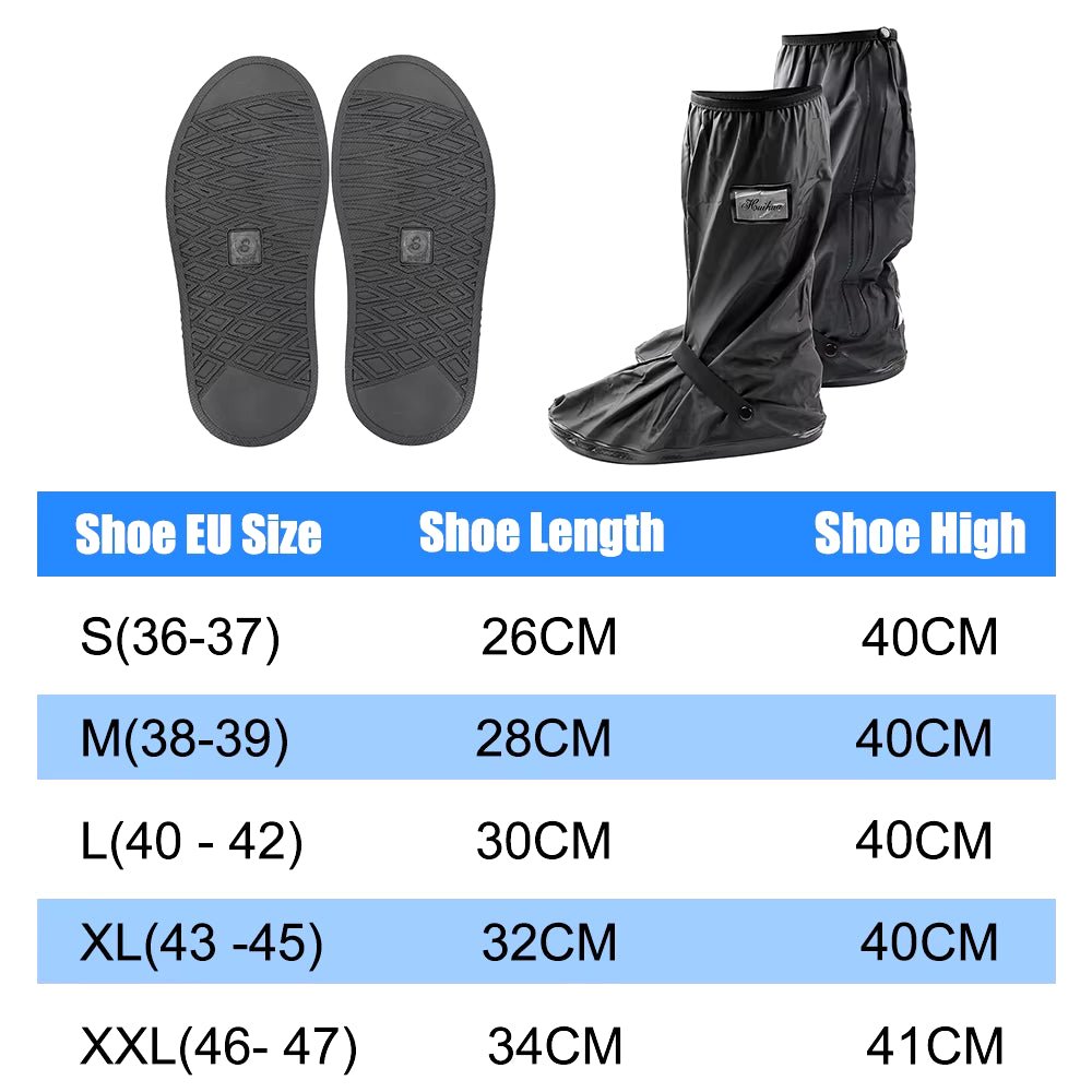 Reusable Motorcycle Scooter Dirt Bike Rain Shoes Cover Non-Slip Boot Covers Unisex Bicycle Shoes Protectors for Rainy Snowy Day