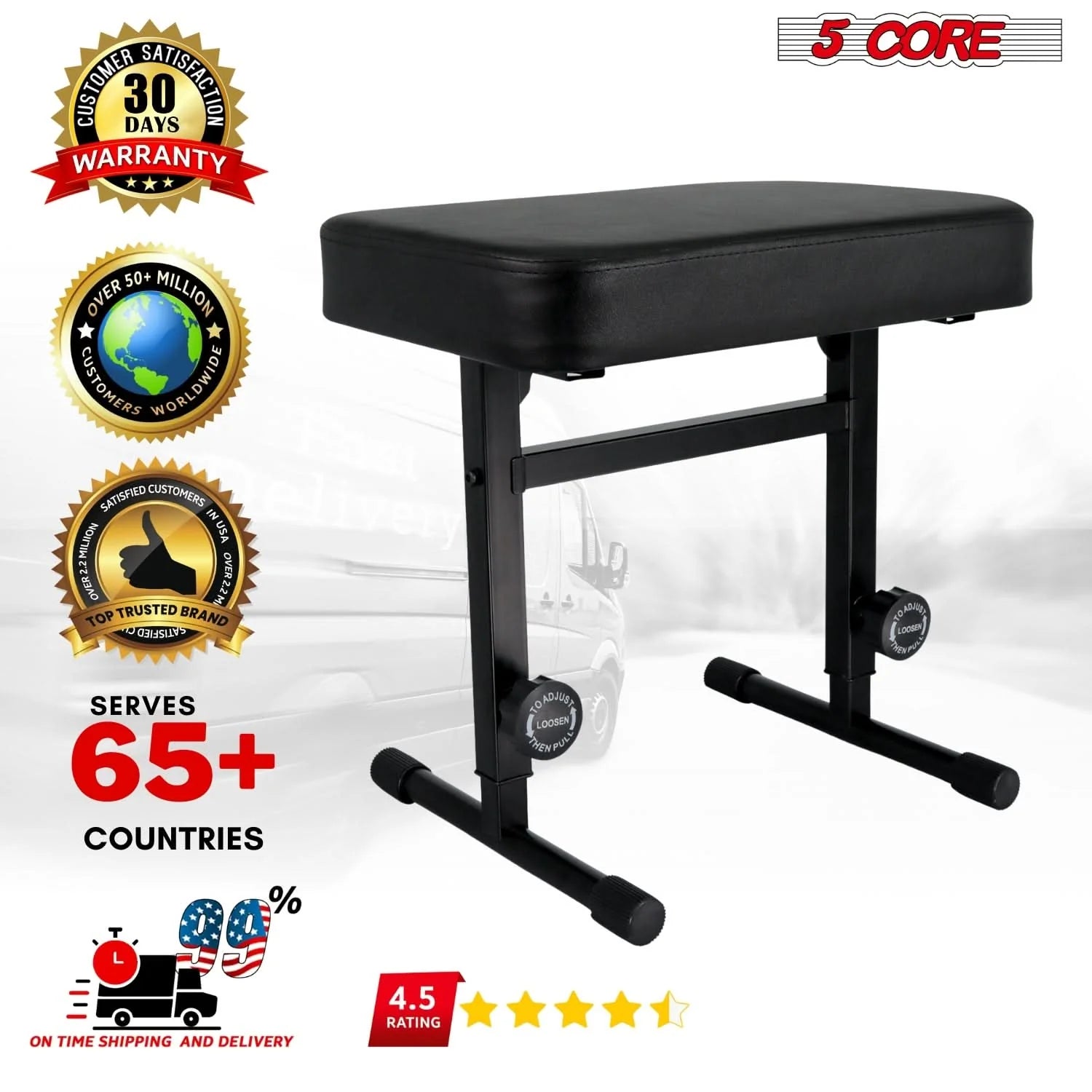 5CORE Keyboard Bench Piano Stool Thick Padded Seat Height Adjustable Keyboard Chair