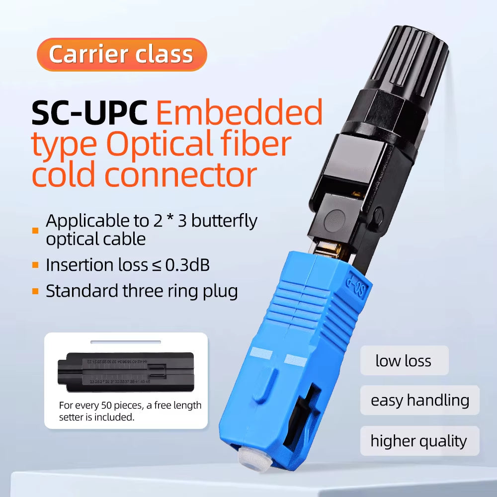 SAIVXIAN 100Pcs Fiber Cold Splicer Fiber Optic Connector SC-APC SC-UPC Connector FTTH Embedded Leather Wire Quick Connector