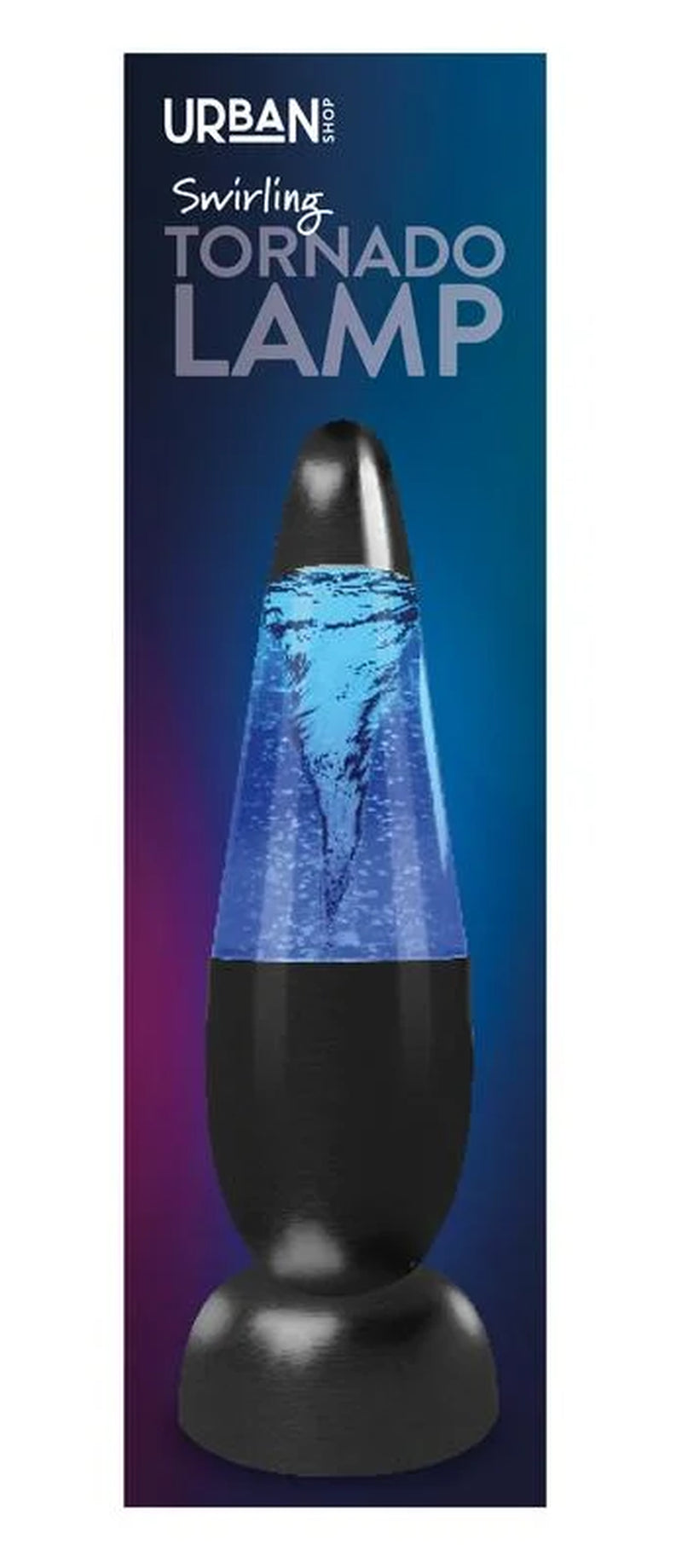 12" LED Tornado Lamp with Blue Glitter, Battery-Operated, Black Metal Base