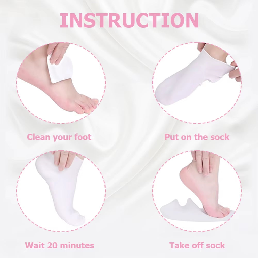 2 Pack Moisturizing Silicone Gel Socks for Dry Cracked Feet Nourishing Skin Lubricating Foot Care Massage Socks Manicure Tools