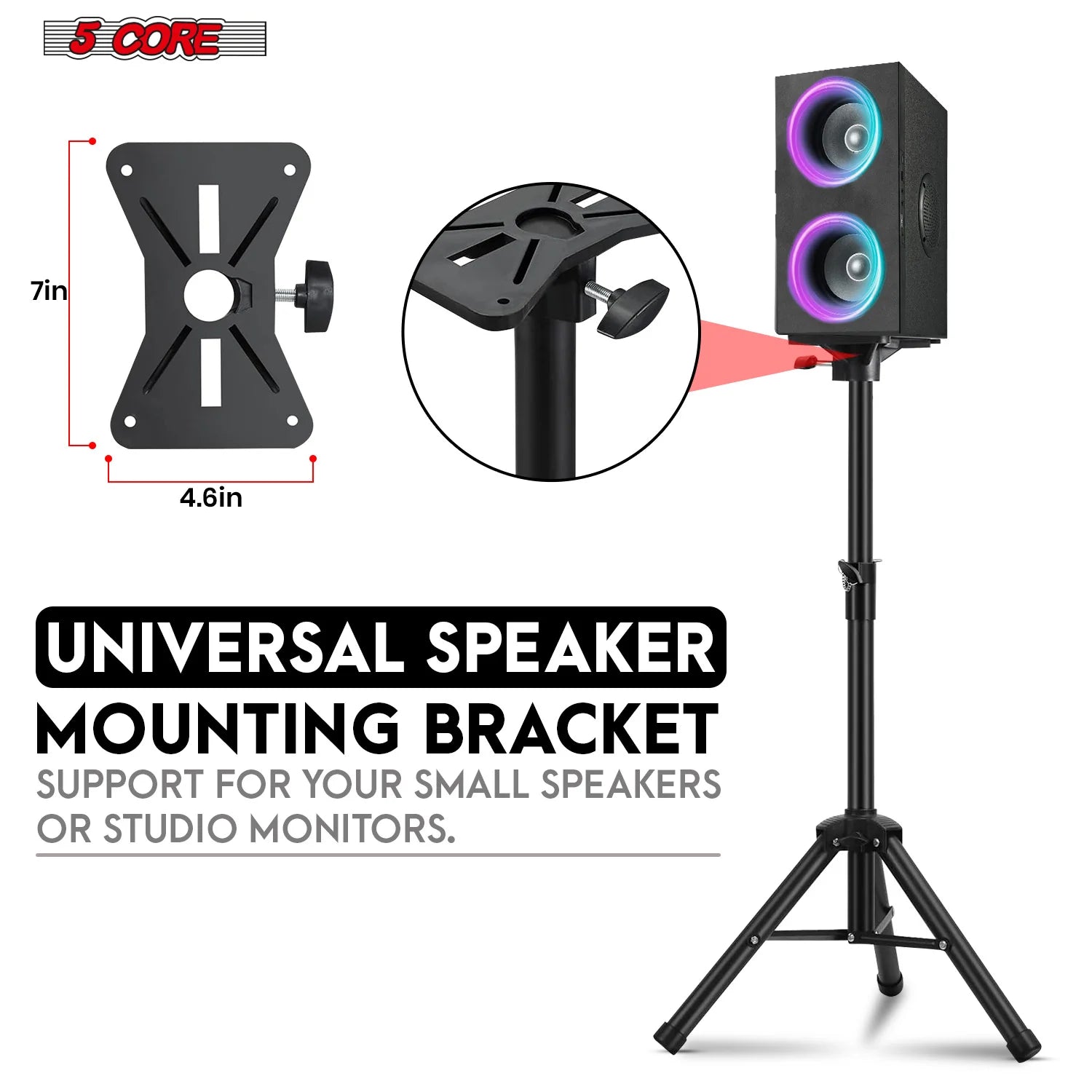 5Core Speaker Stand Tripod Tall Adjustable 36 Inch DJ Pole Mount Studio Monitor Stands