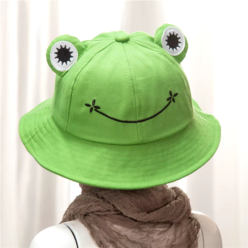 2020 New Fashion Frog Bucket Hat for Women Summer Autumn Plain Women Panama Outdoor Hiking Beach Fishing Cap Sunscreen Female