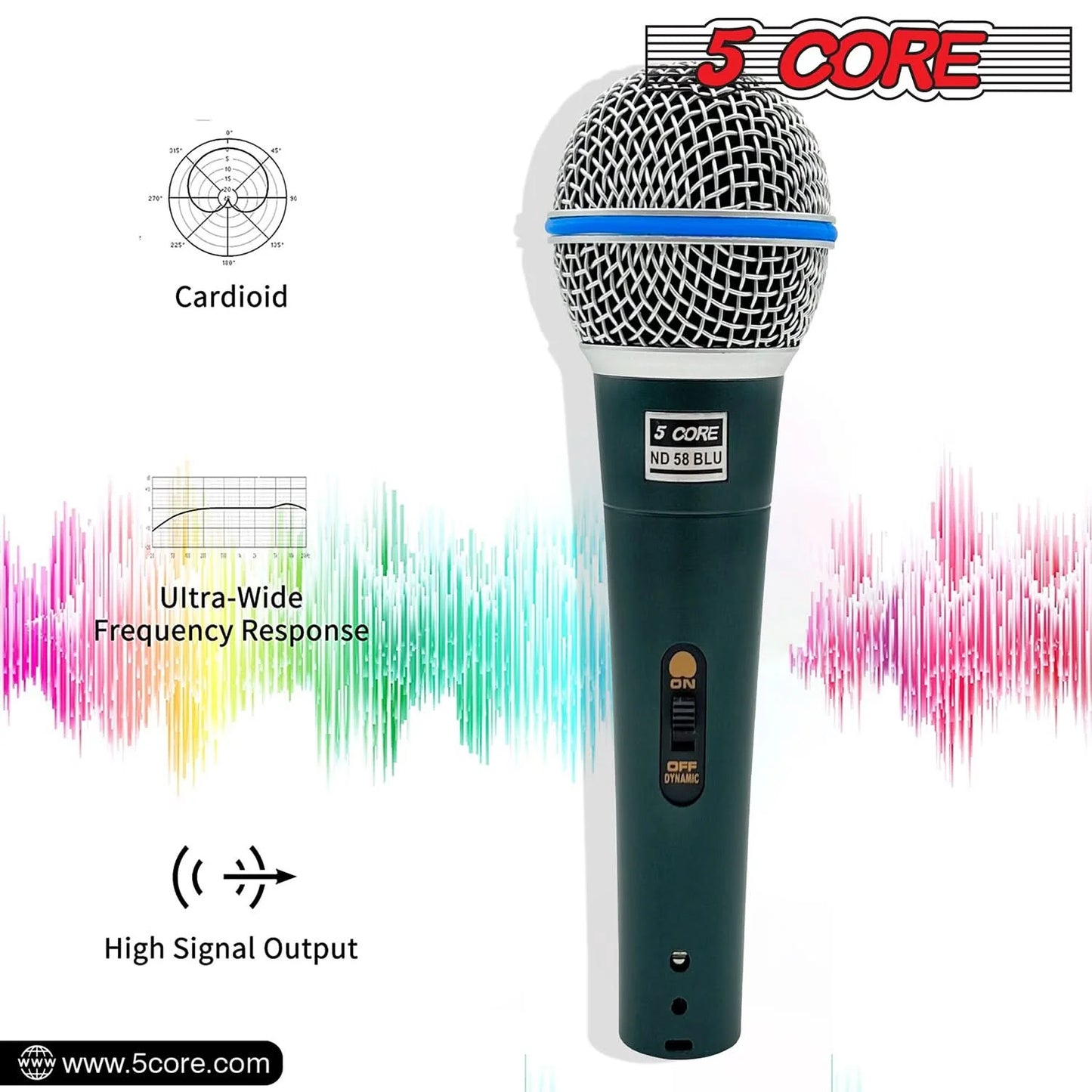 5Core XLR Microphone Dynamic Mic Karaoke Singing Studio Microfono Handheld Mics