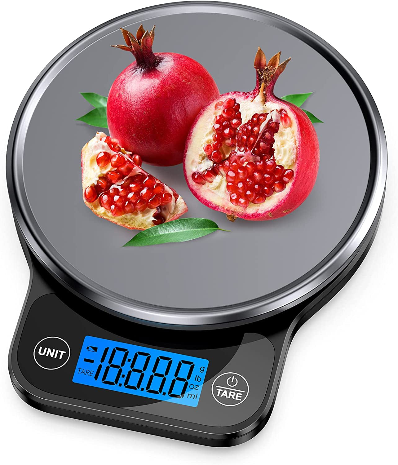 Food Scale, Digital Kitchen Scale for Weight Loss and Cooking, Scale for Food Ounces and Grams, with Black Stainless Steel Platform and Large LCD Display