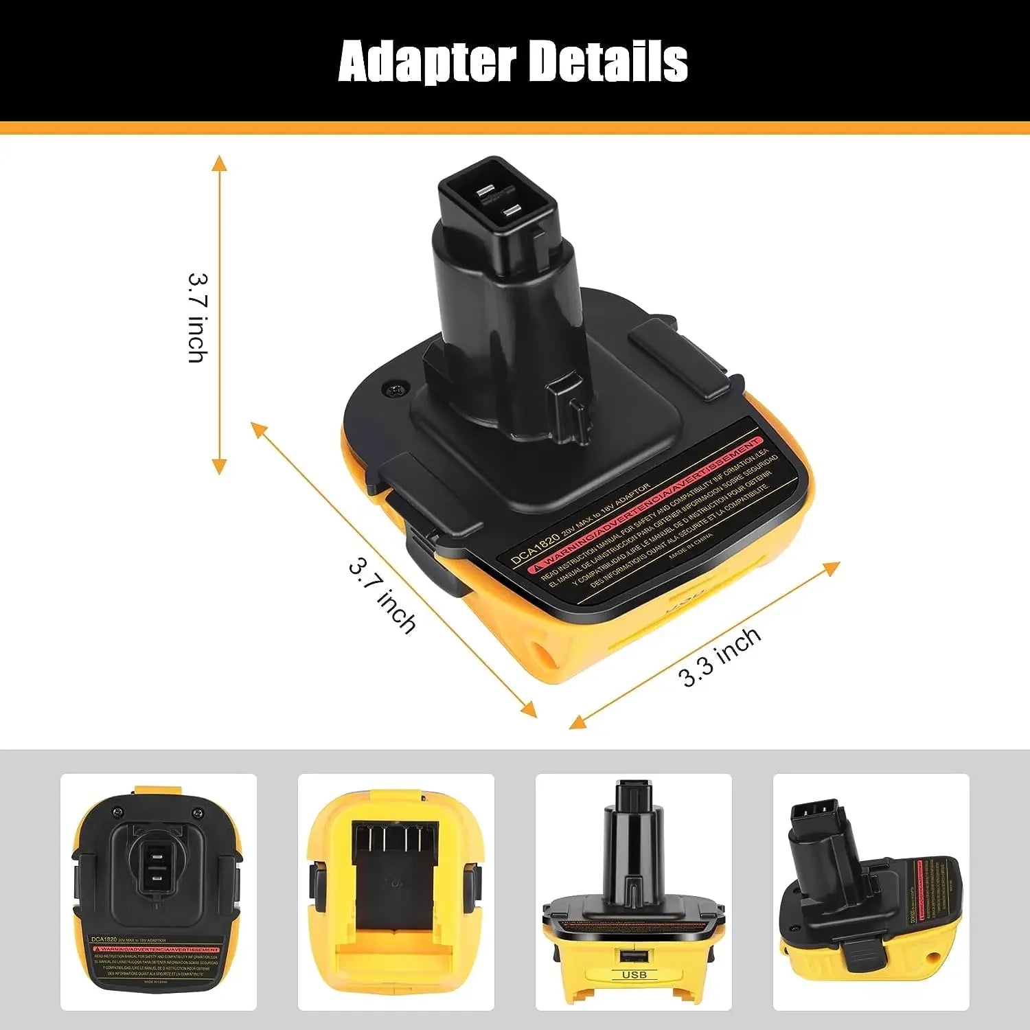 2X 18V to 20V MAX DCA1820 Adapter Converter for DEWALT 20 Volt Li-Ion Battery