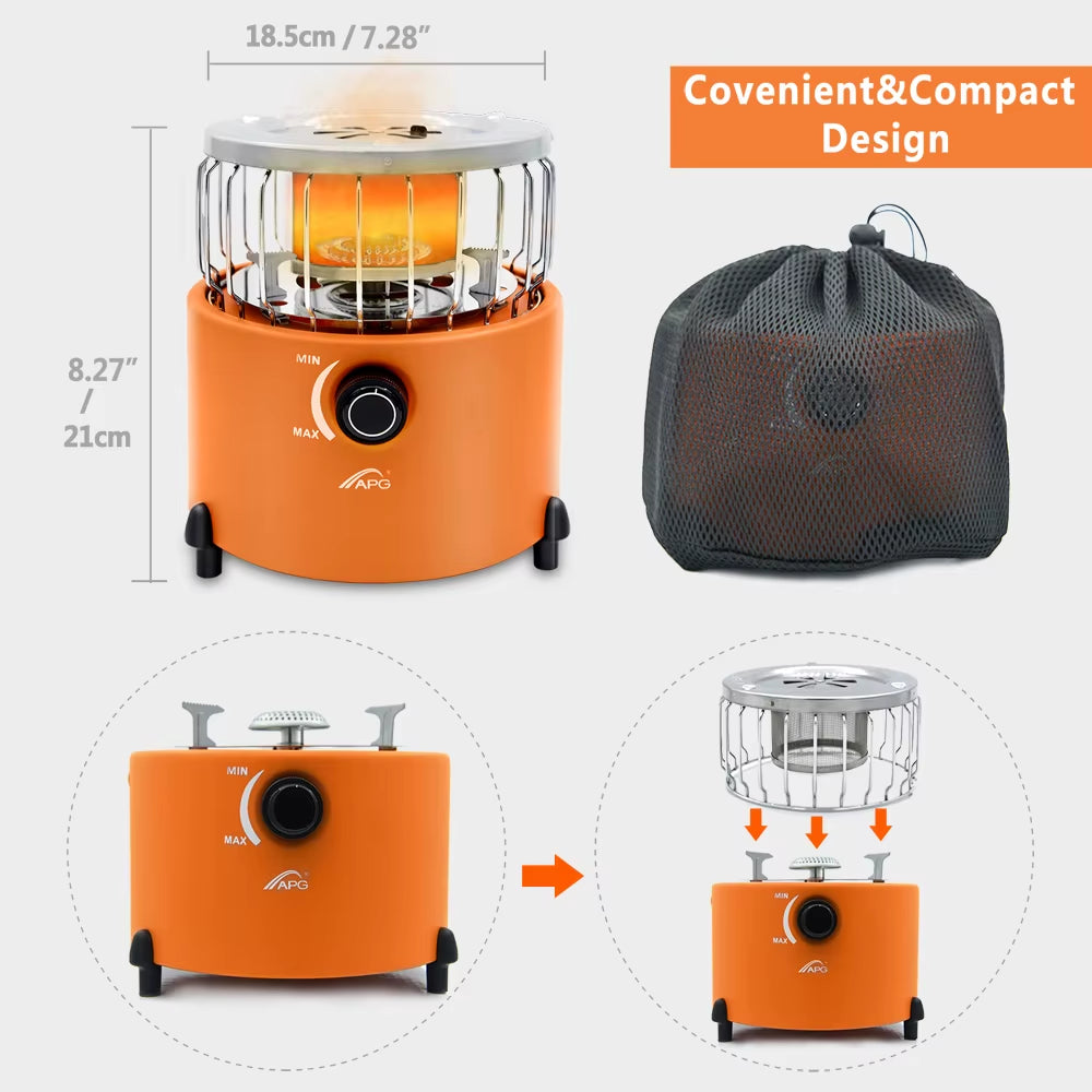 Portable 2 in 1 Camping Stove Gas Heater Outdoor Warmer Propane Butane Tent Heater Cooking System