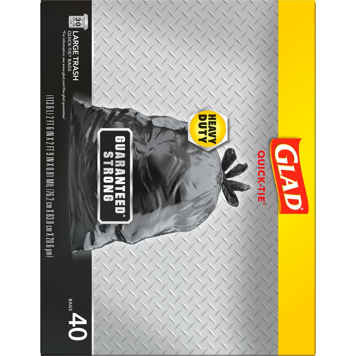 Quick Tie Extra Strong Large Trash Bags, 30 Gallon, 40 Bags