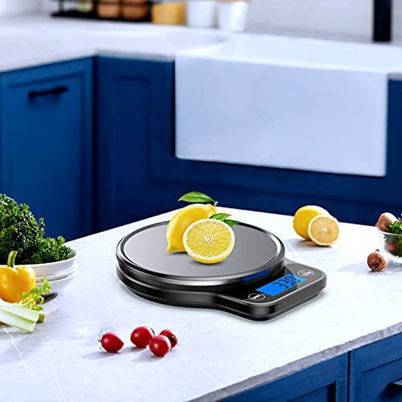 Food Scale, Digital Kitchen Scale for Weight Loss and Cooking, Scale for Food Ounces and Grams, with Black Stainless Steel Platform and Large LCD Display